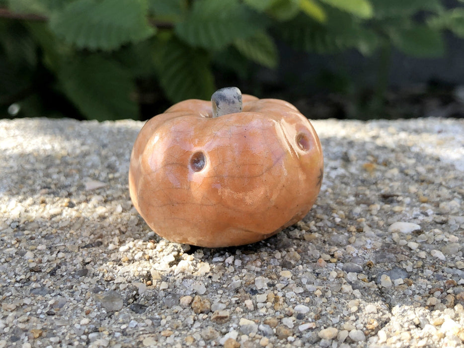 Halloween and Samhain pumpkin kami spirit raku sculpture
